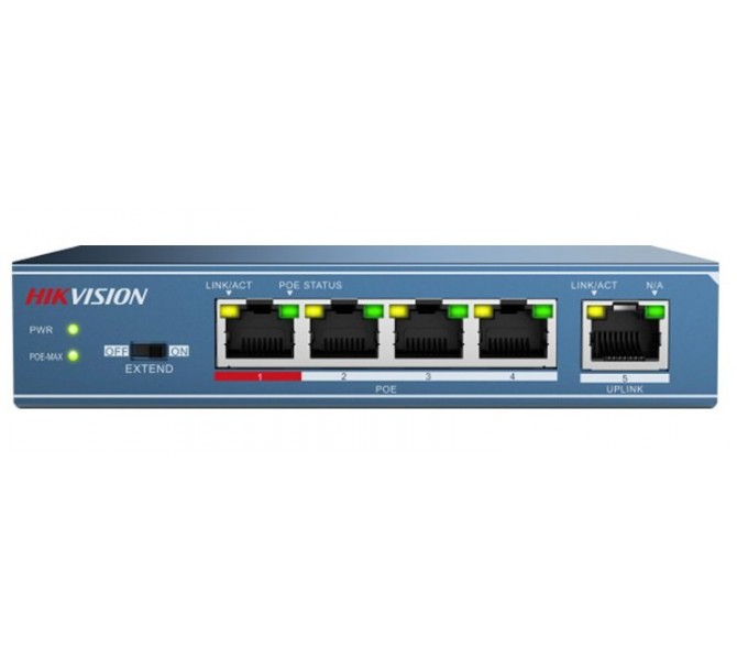 Hikvision DS-3E0505P-E, 5 PoE-portar, 4x PoE, Gigabit utan styrning